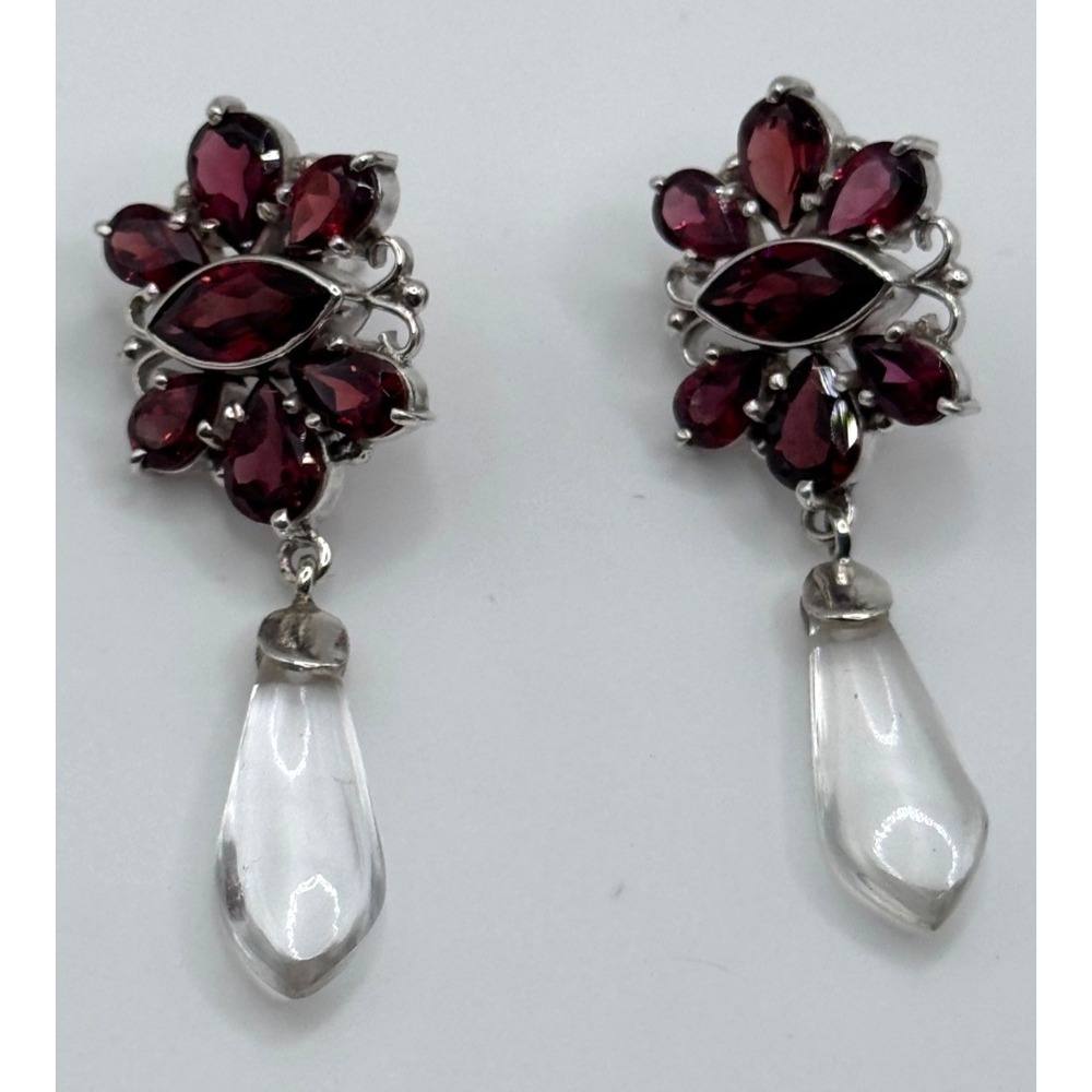 Himalayan Gems Sterling Silver Garnet Dangle Earrings